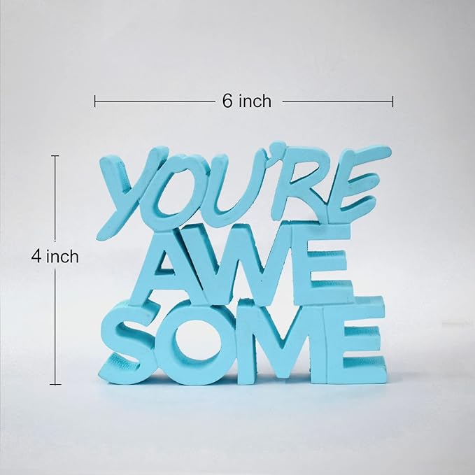 You are Awesome Blue Fancy Showpiece - Creative Home Décor for Kids' Rooms and Study Tables for Students (6.5 x 5.60 inch) - Engineered Wood Decorative Item - LeafyLoom
