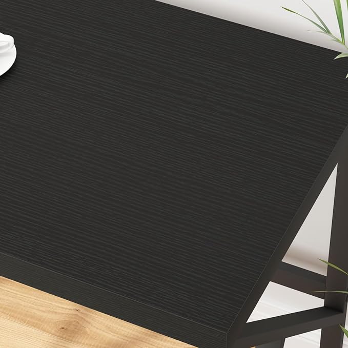 HSH Black Computer Desk, Long Home Office Laptop PC Desk, Large Industrial Metal Wood Executive Writing Gaming Workstation Desk, Modern Simple Student Study Work Table for Bedroom Living Room, 60 Inch - LeafyLoom