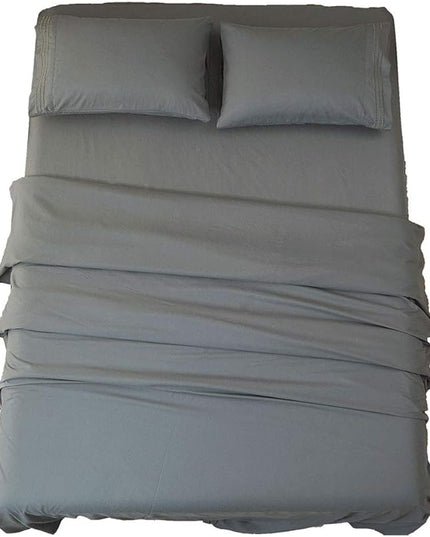 SONORO KATE Bed Sheet Set Super Soft Microfiber 1800 Thread Count Luxury Egyptian Sheets 18-Inch Deep Pocket Wrinkle-4 Piece(King Dark Grey) - LeafyLoom