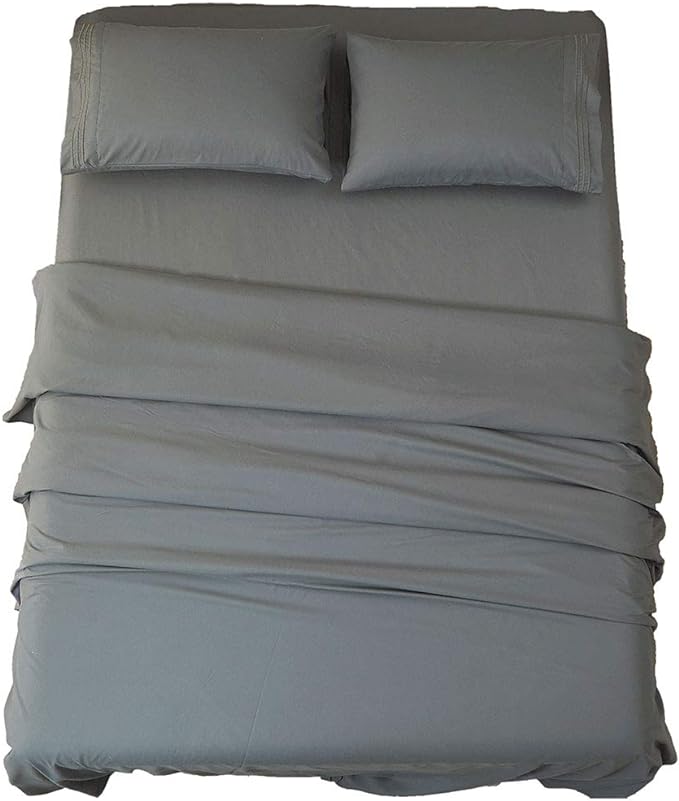 SONORO KATE Bed Sheet Set Super Soft Microfiber 1800 Thread Count Luxury Egyptian Sheets 18-Inch Deep Pocket Wrinkle-3 Piece(Twin XL Dark Grey) - LeafyLoom