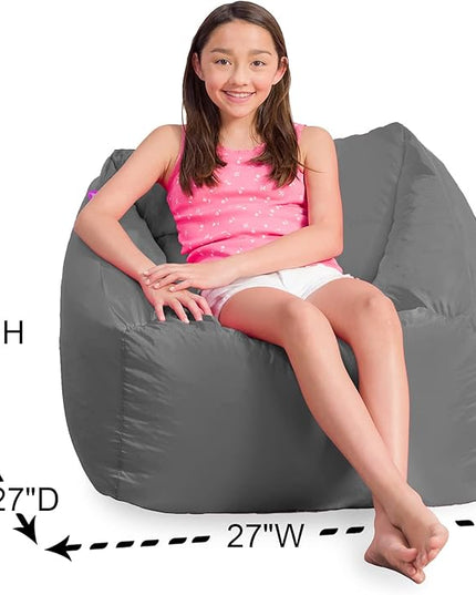 Posh Creations Structured Comfy Bean Bag Chair for Gaming, Reading, and Watching TV, Coronado Chair, Microsuede - Charcoal Gray - LeafyLoom