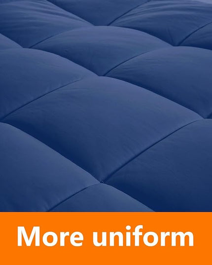 Queen Size Comforter Set - 3 Pieces, 1 Reversible Comforter and 2 Pillowcases,Soft Quilted Warm Fluffy Cooling Bedding for All Season,Navy - LeafyLoom