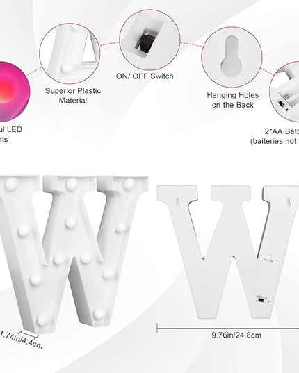 Colorful Letter LED Lights, 16 Colors Changing LED Marquee Letter Lights, Dimmable Night Lights for Wedding, Birthday, Holiday, Party, Bar, Christmas Decoration,Dorm Room Decor Multicolor W - LeafyLoom