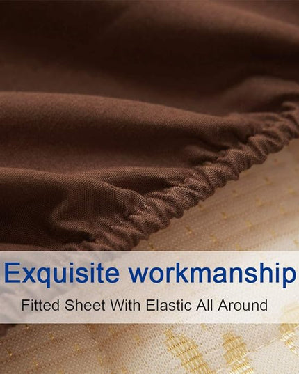 SONORO KATE Bed Sheet Set Super Soft Microfiber 1800 Thread Count Luxury Egyptian Sheets 18-Inch Deep Pocket Wrinkle-4 Piece(Full XL Brown) - LeafyLoom