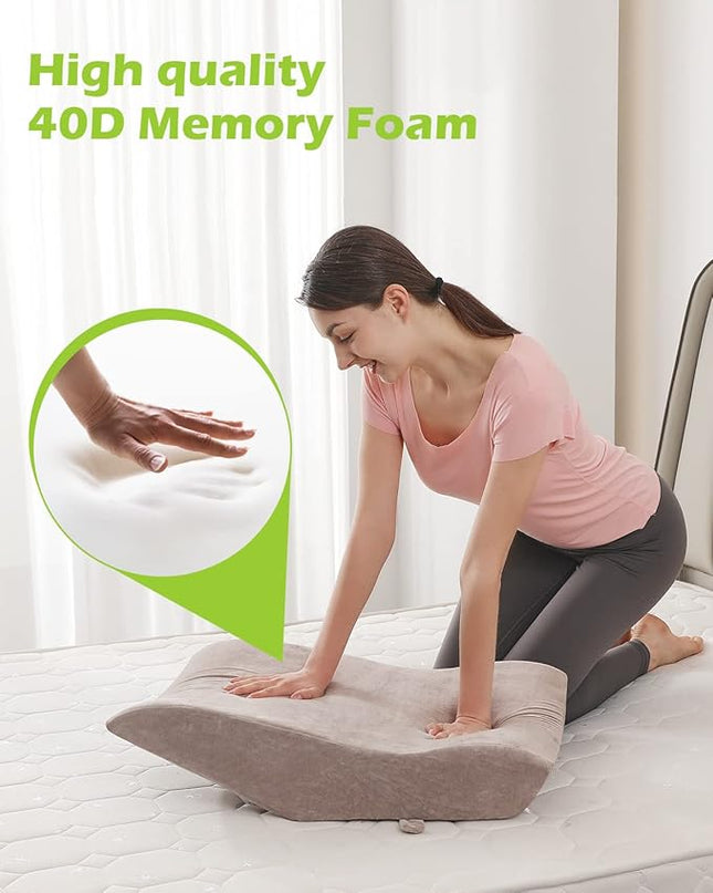 3pcs Wedge Pillow Set with Memory Foam, Orthopedic Wedge Pillow for Sleeping Sitting Reading, Wedge Pillows for After Surgery Incline Sleep Pillow Wedge for Snoring - LeafyLoom