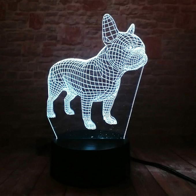French Bulldog Night Light 3D Illusion Table Lamp Puppy Dog 7 Changing Color Toys Birthday Christmas Gifts for Kids Boys Girls Home Bed Room Decor - LeafyLoom