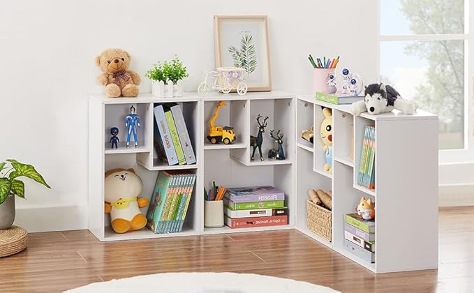 VECELO Small White Bookshelf, 3 Cube Shelf, Fits Tallest Hardcovers, Horizontal Available, Short Bookcase for Small Spaces, Pearl White - LeafyLoom