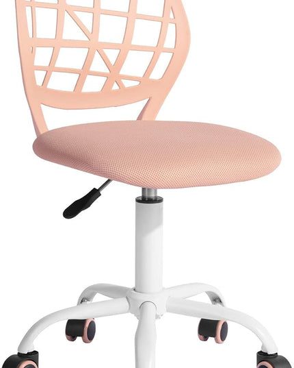 FurnitureR Kids Desk Chair, Small Office Chair Armless Adjsutable Swivel Task Chair with Soft Cushion for Study Kids Teens Child, Orange Rose - LeafyLoom