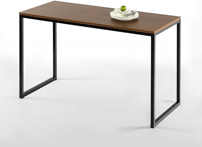 ZINUS Jennifer 55 Inch Black Frame/ Computer Workstation, Office Desk, Easy Assembly, Brown - LeafyLoom