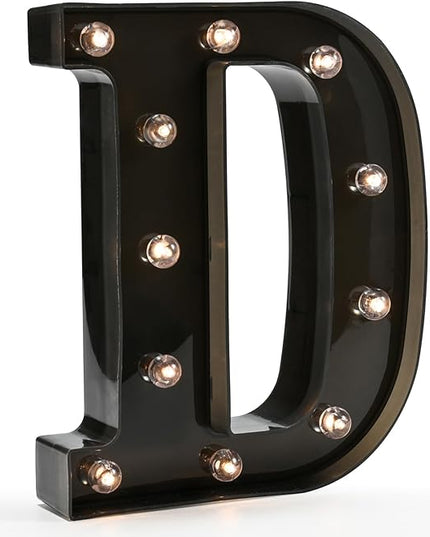 Light Up Black Alphabet Marquee Letters Sign LED Marquee Number Lights Sign for Night Light Home Bar Christmas Lamp Birthday Party Wedding Decoration D - LeafyLoom
