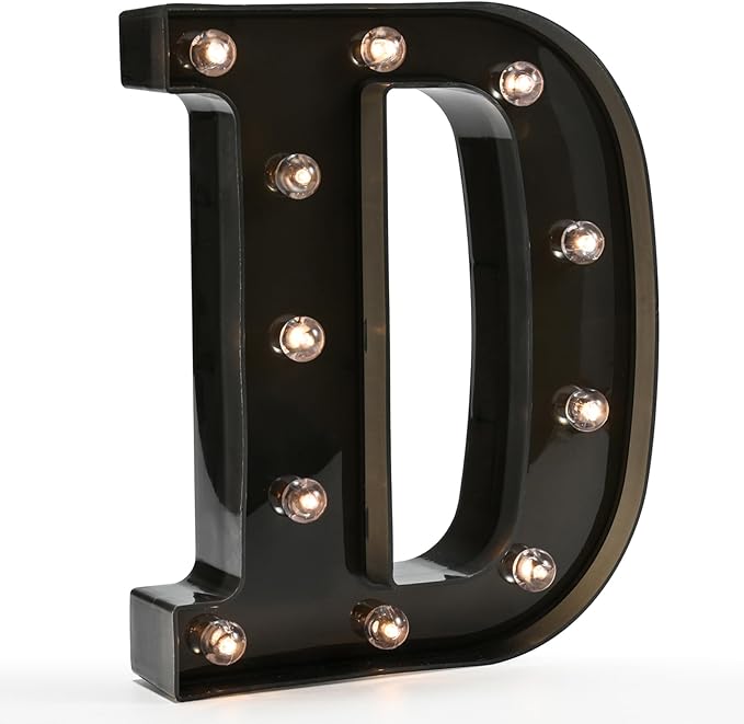 Light Up Black Alphabet Marquee Letters Sign LED Marquee Number Lights Sign for Night Light Home Bar Christmas Lamp Birthday Party Wedding Decoration D - LeafyLoom
