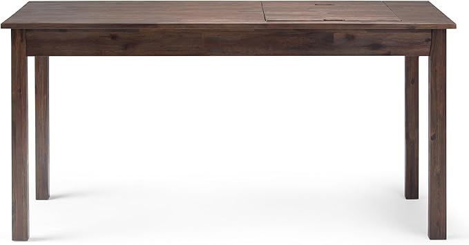 SIMPLIHOME Monroe SOLID WOOD Rustic 60 inch Home Office Desk, Writing Table, Workstation, Study Table Furniture in Distressed Charcoal Brown - LeafyLoom