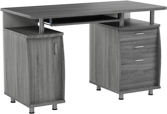 Techni Mobili Small Computer Desk in Gray - LeafyLoom