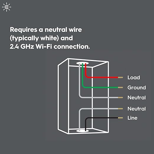 GE CYNC Smart Light Switch, Button Style, Neutral Wire Required, Bluetooth and 2.4 GHz Wi-Fi 4-Wire Switch, Works with Alexa and Google (1 Pack) CYNCSmartHome