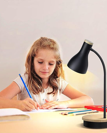 Metal Desk Lamp Wireless Charging Table Lamp Touch Reading Lights Arc Desk Lamps for Bedroom, 3 Way Dimmable Bedside Lamp with USB Charging Ports, Reading Lamp for Study Room and Office (Black-02) - LeafyLoom