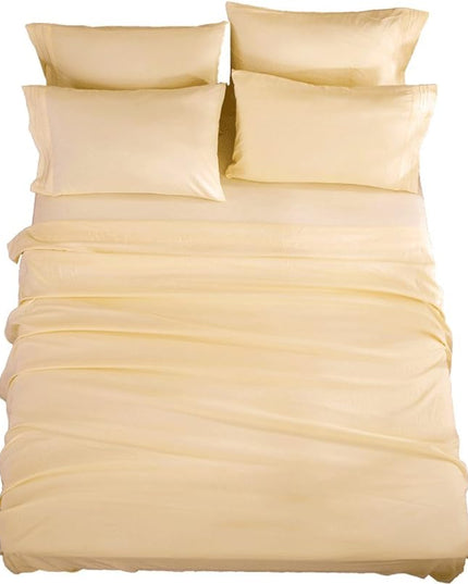 SONORO KATE Bed Sheet Set Super Soft Microfiber 1800 Thread Count Luxury Egyptian Sheets 18-Inch Deep Pocket，Wrinkle and Hypoallergenic-6 Piece (Ivory, King-6 Piece) - LeafyLoom
