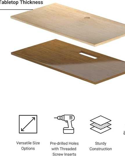 Standing desk with Bamboo top. Adjustable height desk 60"x30". Dual motor stand up motorized computer desks for home office - LeafyLoom