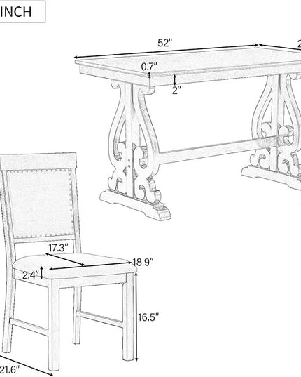 NicBex Dining Table Set for 4 Kitchen & Dining Room Tables 5-Piece Retro Dining Set, Rectangular Wooden Dining Table and 4 Upholstered Chairs for Dining Room and Kitchen, Black - LeafyLoom