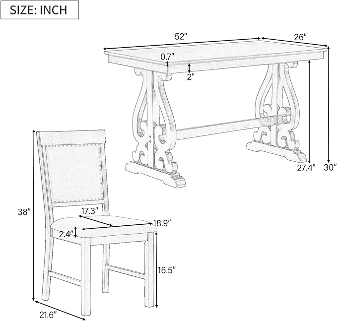 NicBex Dining Table Set for 4 Kitchen & Dining Room Tables 5-Piece Retro Dining Set, Rectangular Wooden Dining Table and 4 Upholstered Chairs for Dining Room and Kitchen, Black - LeafyLoom
