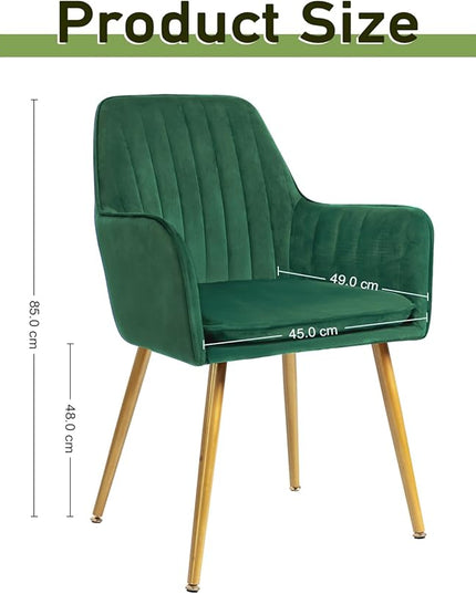 CangLong Furniture Modern Living Dining Room Accent Arm Chairs Club Guest with Gold Metal Legs, Set of 2, Green - LeafyLoom
