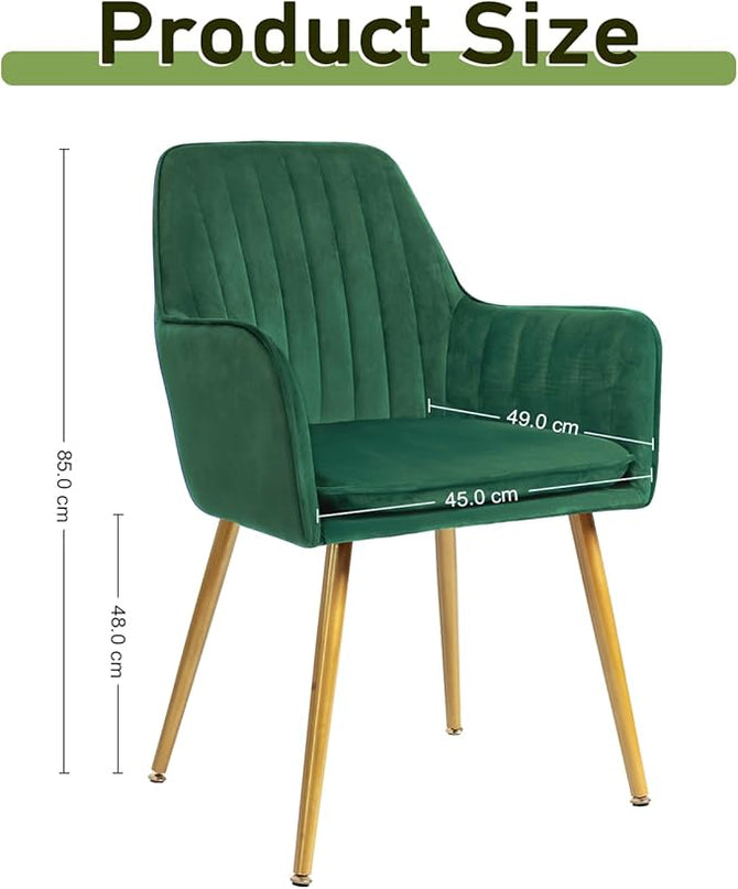 CangLong Furniture Modern Living Dining Room Accent Arm Chairs Club Guest with Gold Metal Legs, Set of 2, Green - LeafyLoom
