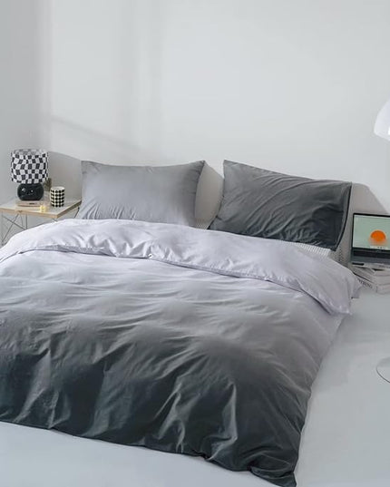 Gradient Gray Comforter Set Ombre White Gray Bedding Set Full Women Aesthetic Comforter 3 PCs Gray Color Bed Comforter Set Full Gradient White and Gray Comforter Set Full Size - LeafyLoom