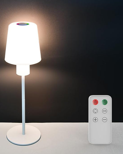 5000mAh Rechargeable Cordless Table Lamps, RGB Colors and Warm Light Stepless Dimming, LED Desk Lamp for Bedroom/Couple Dinner/Desk/Cafe/Dining Room/Terrace (1) - LeafyLoom