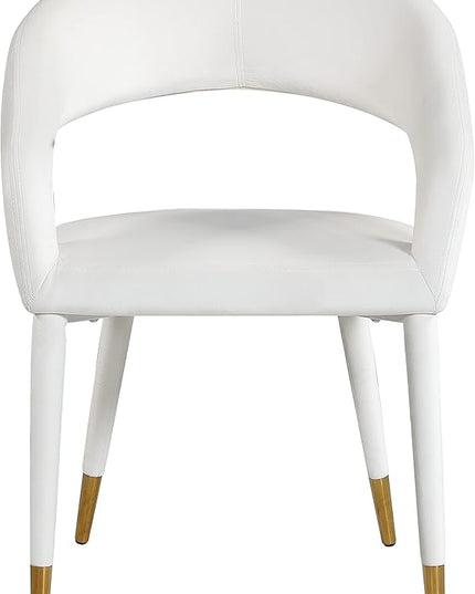 Meridian Furniture Destiny Collection Modern | Contemporary Velvet Upholstered Rounded Back Dining Chair, 23" W x 23" D x 31.5" H, Cream - LeafyLoom