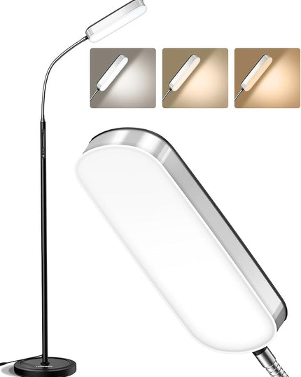 LEPOWER Floor Lamp, Eye-Caring LED Standing Lamp with 5 Color Temperatures, Stepless Dimmer & 3 Timer Function, Bright Adjustable Reading Lamp for Living Room, Office, Bedroom - LeafyLoom