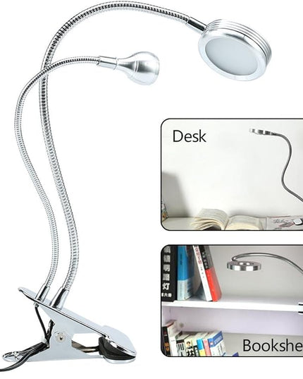 FILFEEL 2in1 LED with Clip, Illuminated Lights for Nail Desk Manicure Makeup Bed Reading Use Flexible Metal Hose with USB Interface - LeafyLoom