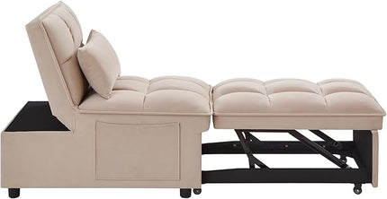4 in 1 Convertible Sleeper Chair Bed-25" Recliner Pull Out Sofa Bed, Small Futon Couch, Lazy Single Armchair for Temperory Sleeping Gaming Office Napping, Chaise Lounge Sofa for Living Room Bedroom - LeafyLoom
