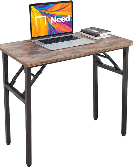 Need Small Desk 31 1/2" No Assembly Foldable Writing Table,Sturdy and Heavy Duty Folding Computer Desks for Small Space/Home Office/Dormitory AC5FB(80 * 40) - LeafyLoom