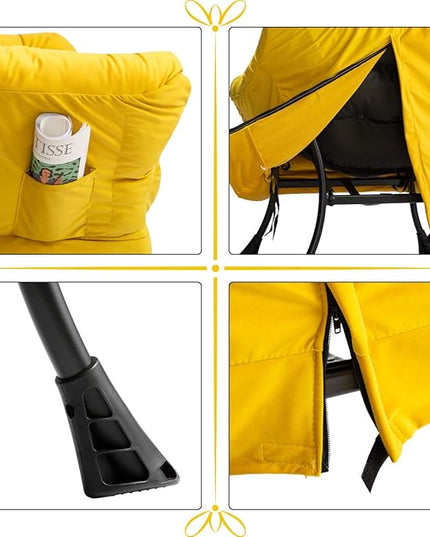HollyHOME Modern Fabric Large Lazy Chair, Accent Oversized Comfy Reading Chair, Thick Padded Cozy Lounge Chair with Armrest, Steel Frame Leisure Sofa Chair for Living Room, Bedroom, Dorm, Yellow - LeafyLoom