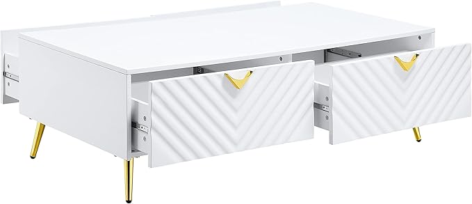 NicBex Coffee Table Wooden Coffee Table with Storage Rectangle Center Tables with Drawers Dining Table for Living Room, Dining Room, Office, and Bedroom,53" W, White - LeafyLoom