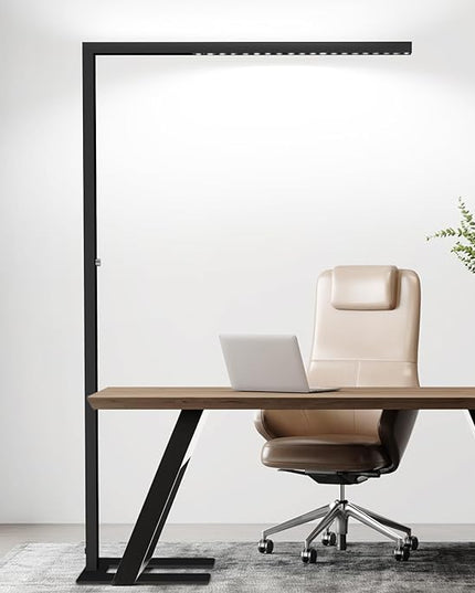 STERREN 77" LED Floor Lamp, 7350LM Dimmable Eye-care Standing Piano Lamp, 70W Modern Tall Reading Light Bright Lighting for Office Living Room Bedroom, 4000K Natural Daylight - Black - LeafyLoom
