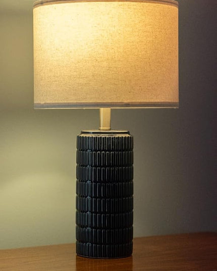 PoKat 23" Blue Table Lamp, Farmhouse Bedside Lamps for Bedroom Set of 2, Ceramic End Table Lamps for Living Room, Traditional Nightstand Desk Lamps, Medium - LeafyLoom