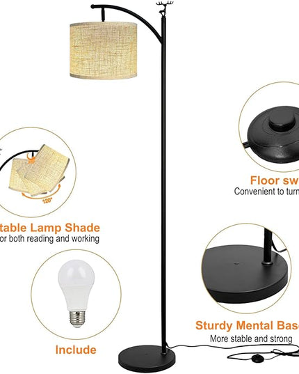 Floor Lamp for Living Room with 3 Color Temperatures LED Bulb,Standing Lamp, High Linen Lampshade Modern Floor Lamp, Living Room Bedroom Office Dining Room Foot Switch Reading Lamp - LeafyLoom