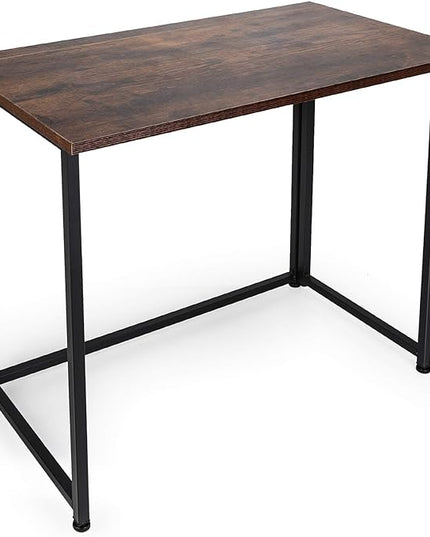 Leopard Outdoor Products Folding Computer Desk for Small Spaces, Space-Saving Home Office Desk, Foldable Computer Table, Laptop Table, Writing Desk, Compact Study Reading Table (Rustic Brown) - LeafyLoom