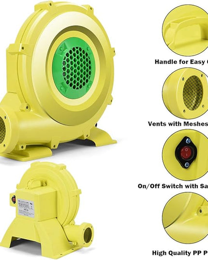COSTWAY Bounce House Blower for Inflatable Bounce House Bouncy Castle,Yellow/Green - LeafyLoom
