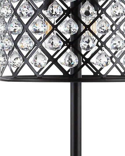 JONATHAN Y JYL9000B Elizabeth 60" Crystal/Metal LED Floor Lamp, Contemporary, Modern, Transitional, Elegant, Office, Living Room, Family Room, Dining Room, Bedroom, Hallway, Foyer, Bronze/Clear - LeafyLoom