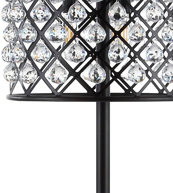 JONATHAN Y JYL9000B Elizabeth 60" Crystal/Metal LED Floor Lamp, Contemporary, Modern, Transitional, Elegant, Office, Living Room, Family Room, Dining Room, Bedroom, Hallway, Foyer, Bronze/Clear - LeafyLoom