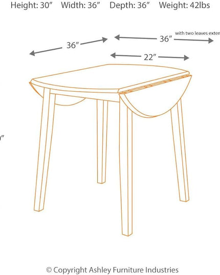 Signature Design by Ashley Hammis Round Dining Room Drop Leaf Table, Dark Brown - LeafyLoom
