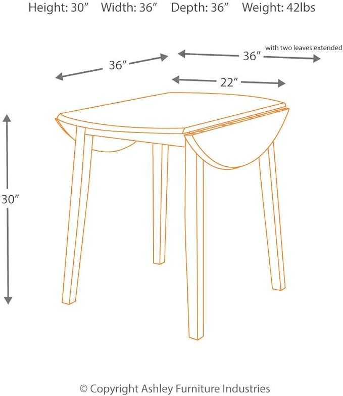 Signature Design by Ashley Hammis Round Dining Room Drop Leaf Table, Dark Brown - LeafyLoom