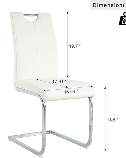 NicBex Haerin-SD-00375-LWJ Dining Chairs, 16.5"x17.9"x38.2", White and Silver - LeafyLoom