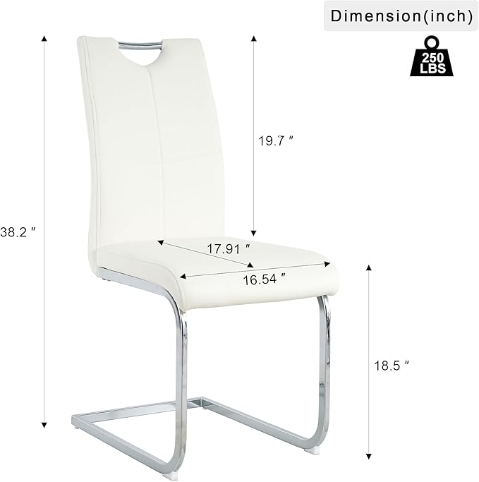 NicBex Haerin-SD-00375-LWJ Dining Chairs, 16.5"x17.9"x38.2", White and Silver - LeafyLoom