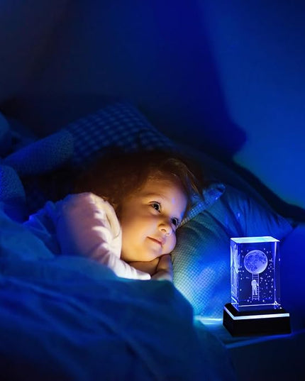 Glass Paperweight,K9 Crystal Cube with Changeable 7-Color Changing Lamp,Nice Birthday Gifts,Decent Ornament in Home and Office - LeafyLoom
