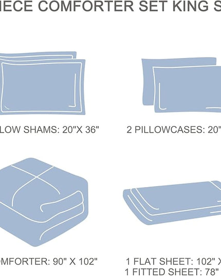 EMME King Comforter Set - 7 Pcs White Boho Comforter Set, Tufted King Size Bedding Sets with Sheets, Shabby Chic Embroidery Bed Set Fluffy Bed Bag for All Season(102"X90") - LeafyLoom