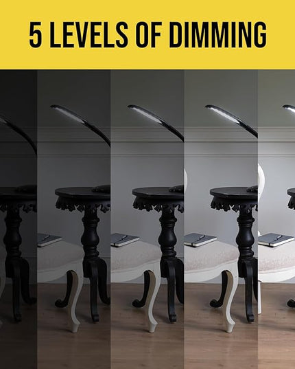 Stella Original Premium 10W LED Desk Task Lamp - Black - Adjustable Dimmable Low Vision Natural Table Light - Bright Macular Degeneration Aid Lighting-Hobby, Crafting, Sewing, Artist, Reading, Office - LeafyLoom