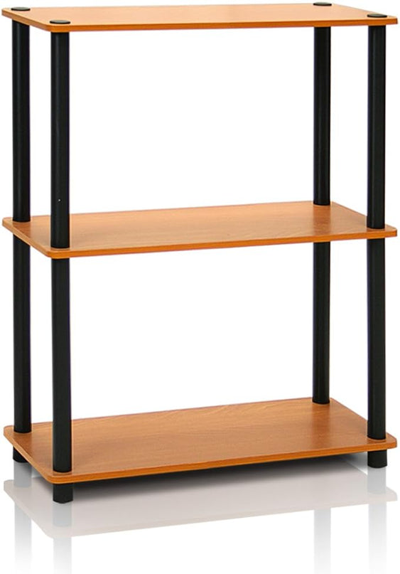 Furinno Turn-N-Tube 3-Tier Compact Multipurpose Shelf Display Rack, Light Cherry - LeafyLoom