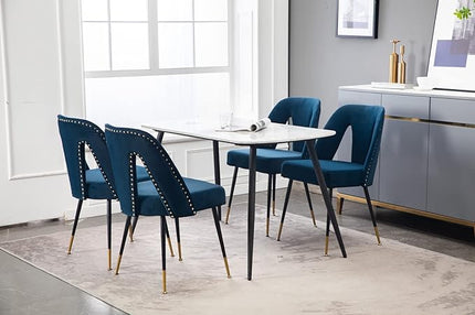 NicBex Dining Chairs Set of 2 Velvet Upholstered Kitchen Dining Chairs with Nailhead Trim for Dining Room-Blue - LeafyLoom